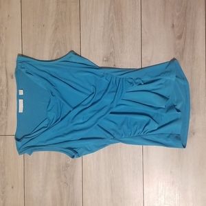 New York & Company Blue Rouched Tank